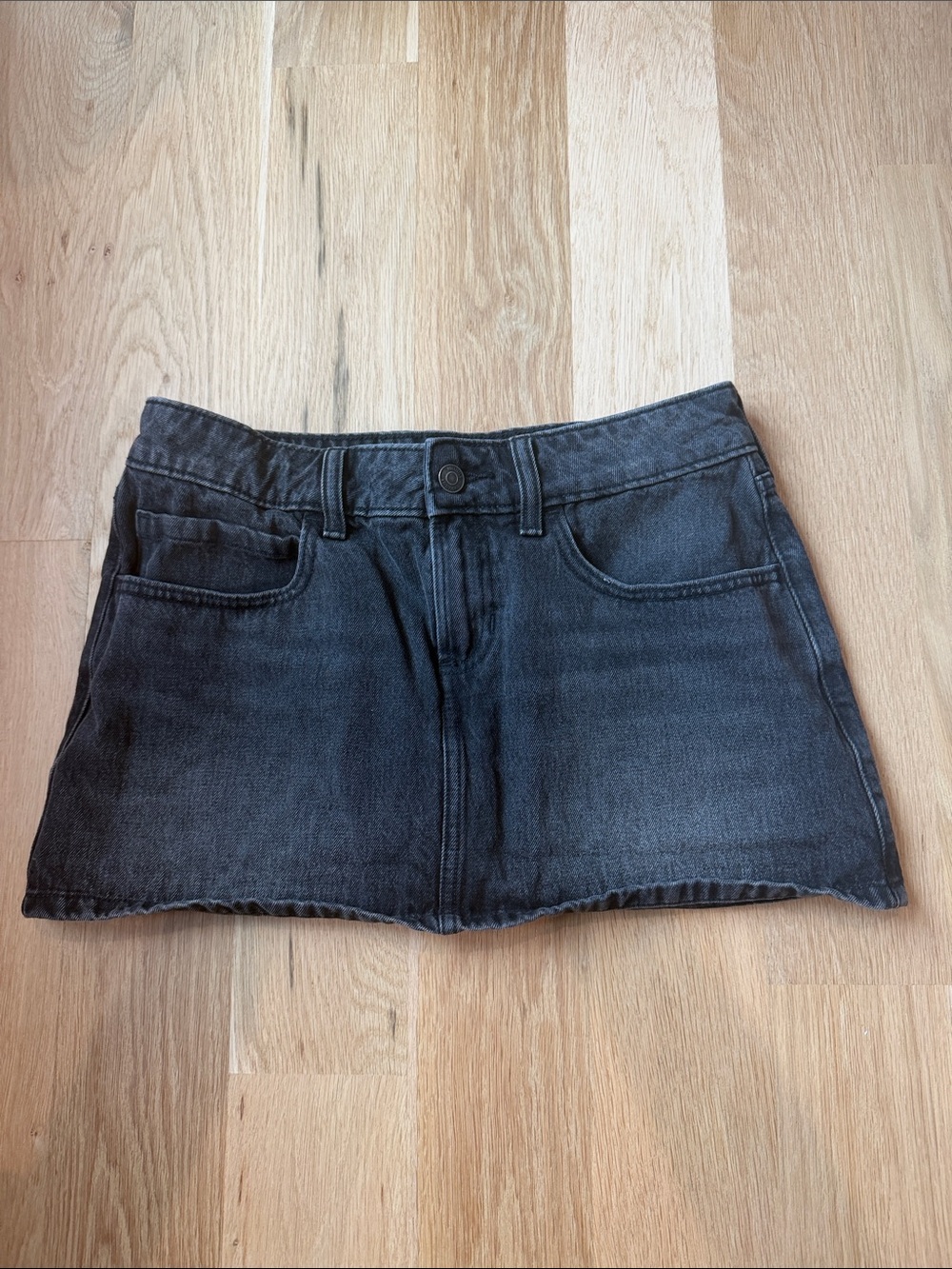 Hollister Faded Black Denim Mini Skirt